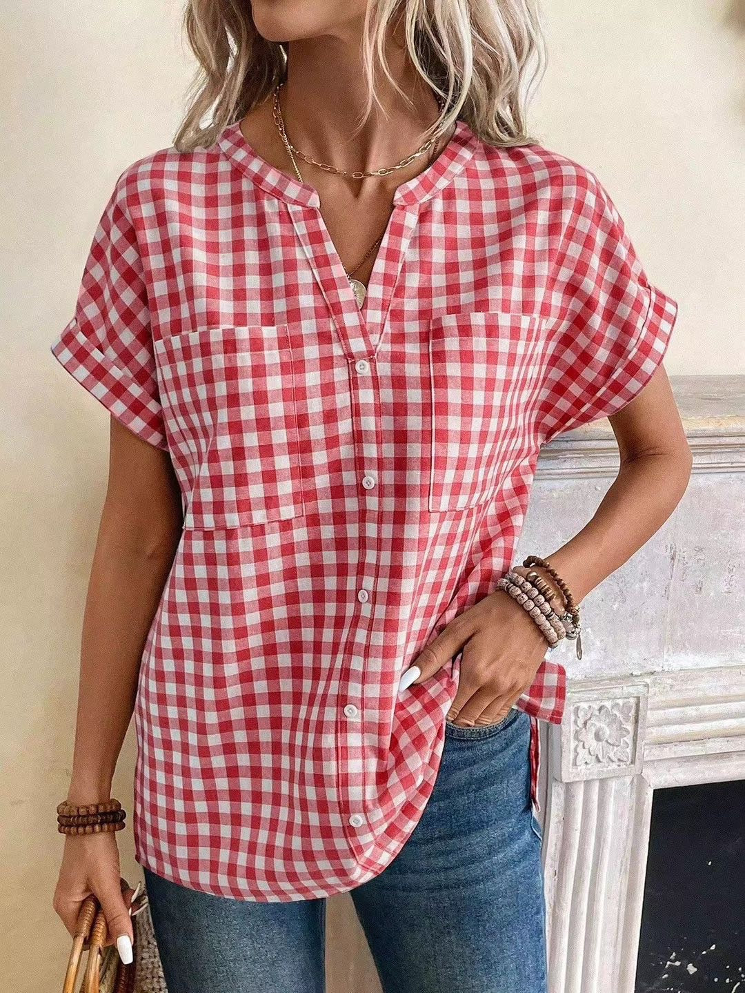 Women's Vacation Gingham top
