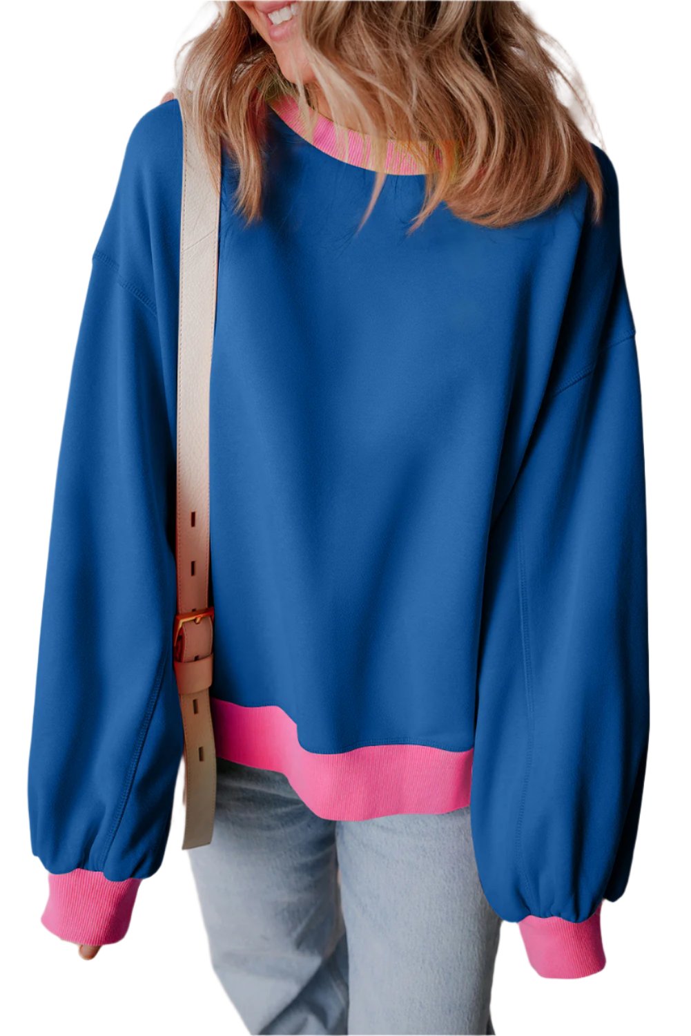 Women's Sweatshirts & HoodiesBlue Colorblock Bubble Sleeve Sweatshirt - VacationGrabs