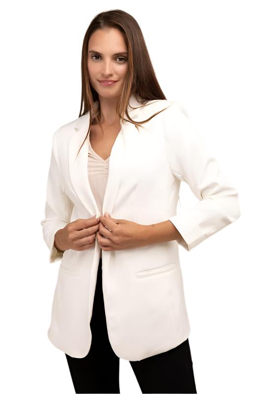 Women's BlazersWoven Long Sleeve Open Front Classic Blazer - VacationGrabs