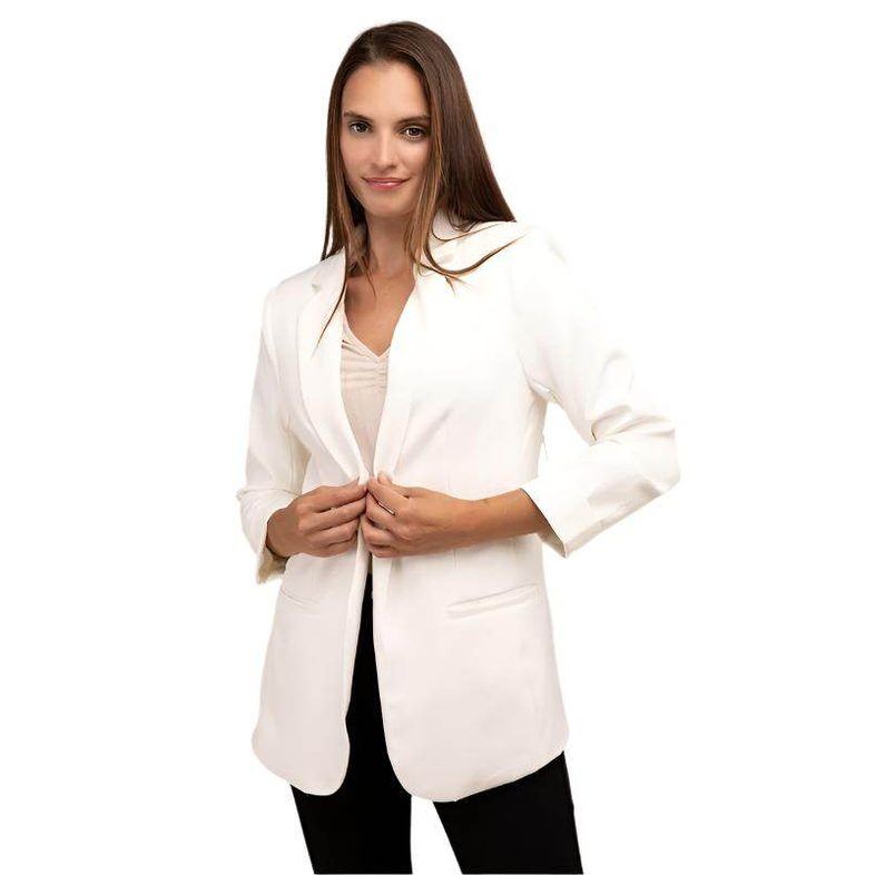 Woven Long Sleeve Open Front Classic Blazer - VacationGrabs