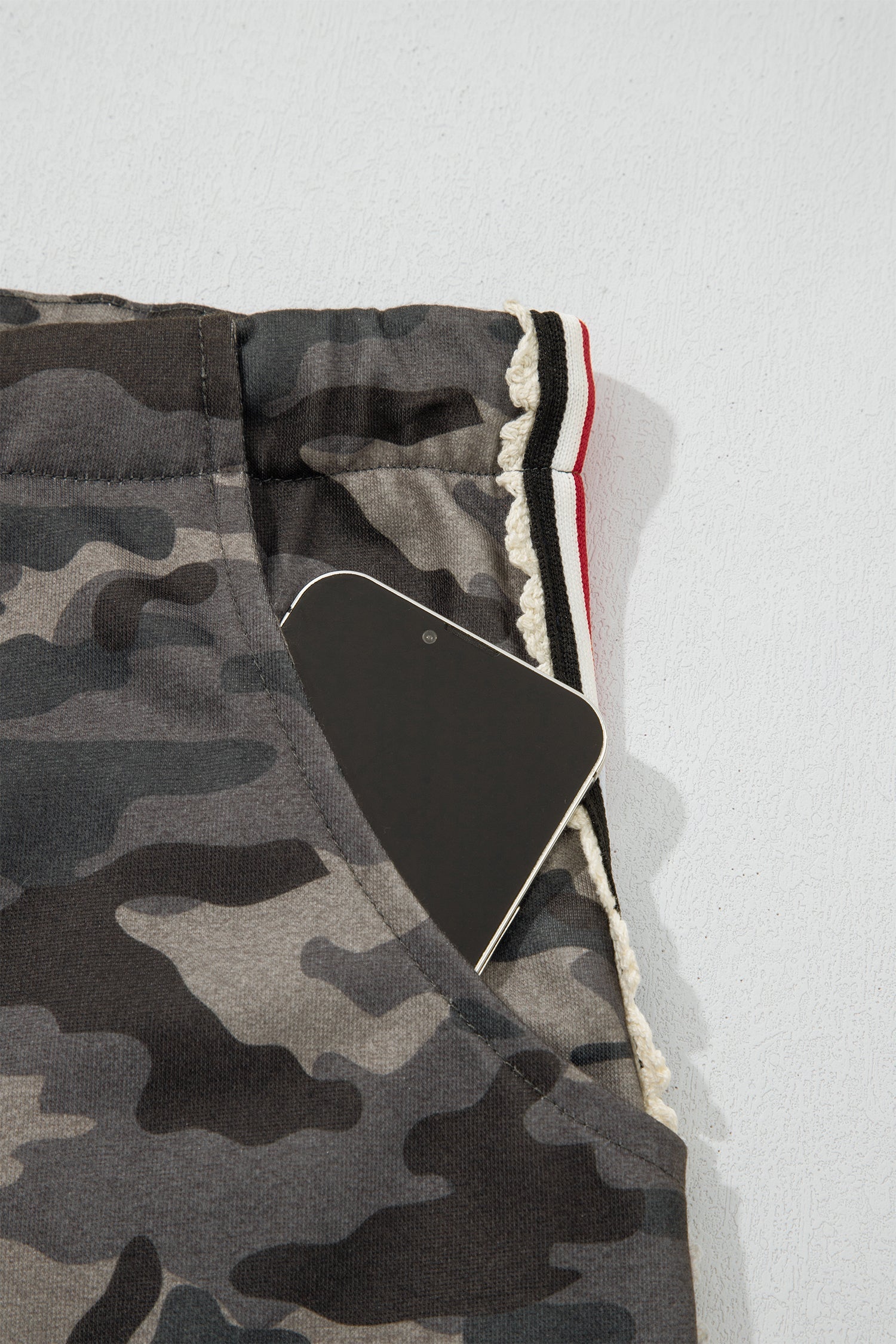 Camo Side Stripe Panel Drawstring Pants