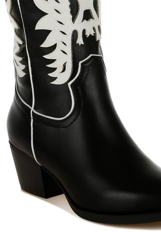 Women's Shoes - BootsThistle Winged Patchwork Cowboy Boots - VacationGrabs