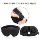 Black 3D sleep mask for men and women, adjustable for comfort