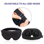 Black 3D sleep mask for men and women, adjustable for comfort