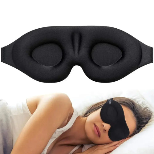 Black 3D sleep mask for men and women, comfortable for restful sleep