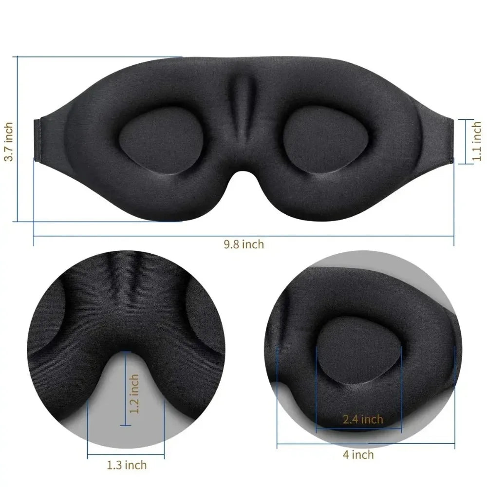 Black 3D sleep mask for men and women, soft material for comfort