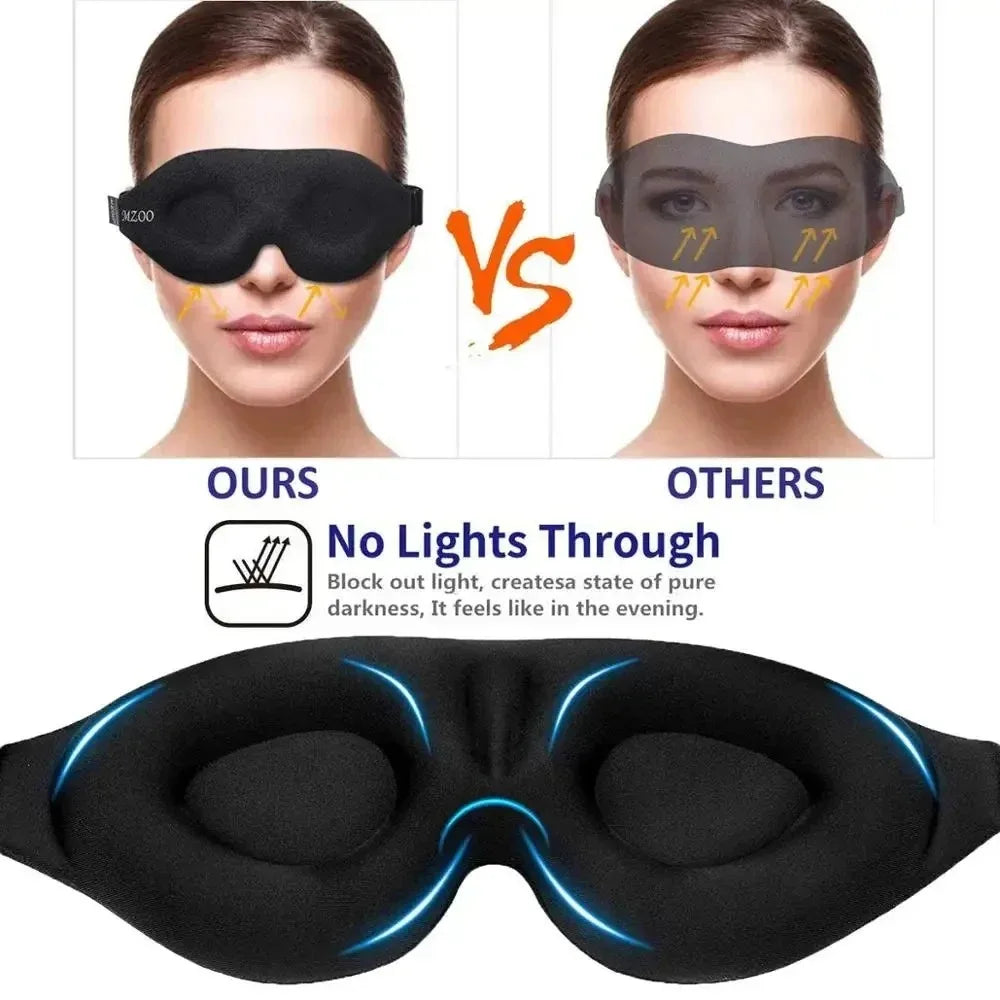 3D sleep mask for men and women, black, blocks light for restful sleep