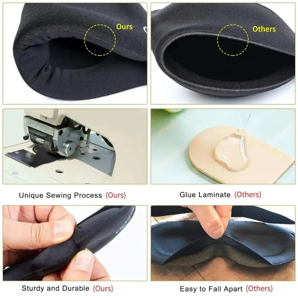 3D sleep mask for men and women, black, soft fabric for comfortable sleep
