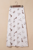 Western Lace Trim High Waist Maxi Skirt