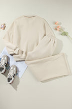 Solid Zip-Up Jacket and Drawstring Pants Set