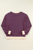 Women's Sweatshirts & HoodiesRed Stripe Oversized Contrast Trim Pullover Sweatshirt - VacationGrabs