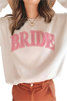 Women's Sweatshirts & HoodiesPlus Pink Bride Graphic Letters Sweatshirt - VacationGrabs