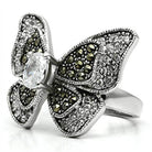 Black Crystal Butterfly Statement Ring AAA Grade CZ - VacationGrabs
