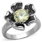 Floral Design Ring with Citrine Yellow CZ Stone - VacationGrabs