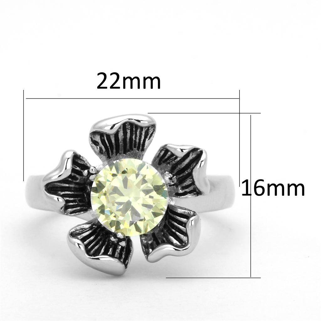 Floral Design Ring with Citrine Yellow CZ Stone - VacationGrabs