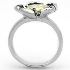 Floral Design Ring with Citrine Yellow CZ Stone - VacationGrabs