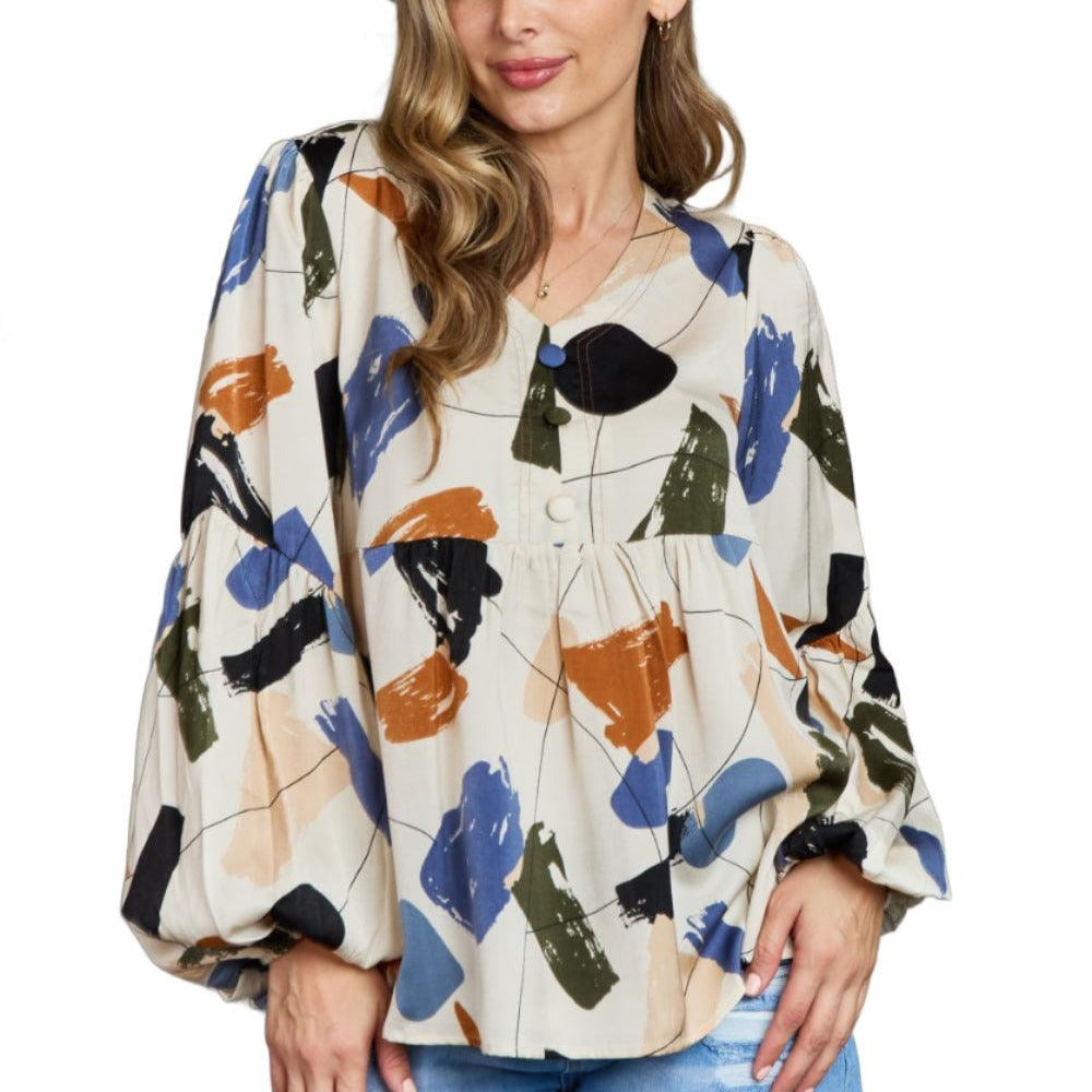 Women's Shirts Hailey & Co Wishful Thinking Multi Colored Printed Blouse