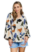 Hailey & Co Wishful Thinking Multi Colored Printed Blouse - VacationGrabs