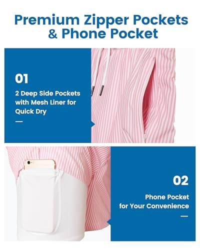 Mens Swim Trunks Compression Liner Quick Dry Zipper Pockets - VacationGrabs