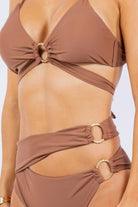 Women's Swimwear - 2PC Two Piece Wrapping With Multi O Ring Bikini