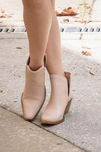 Western Style Cut Out Leather Booties - VacationGrabs
