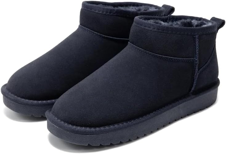 Women's Genuine Leather Ankle Boots with Faux Fur Lining