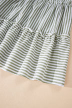 Stripe Tassel Tie-Neck Ruffle Tiered Dress