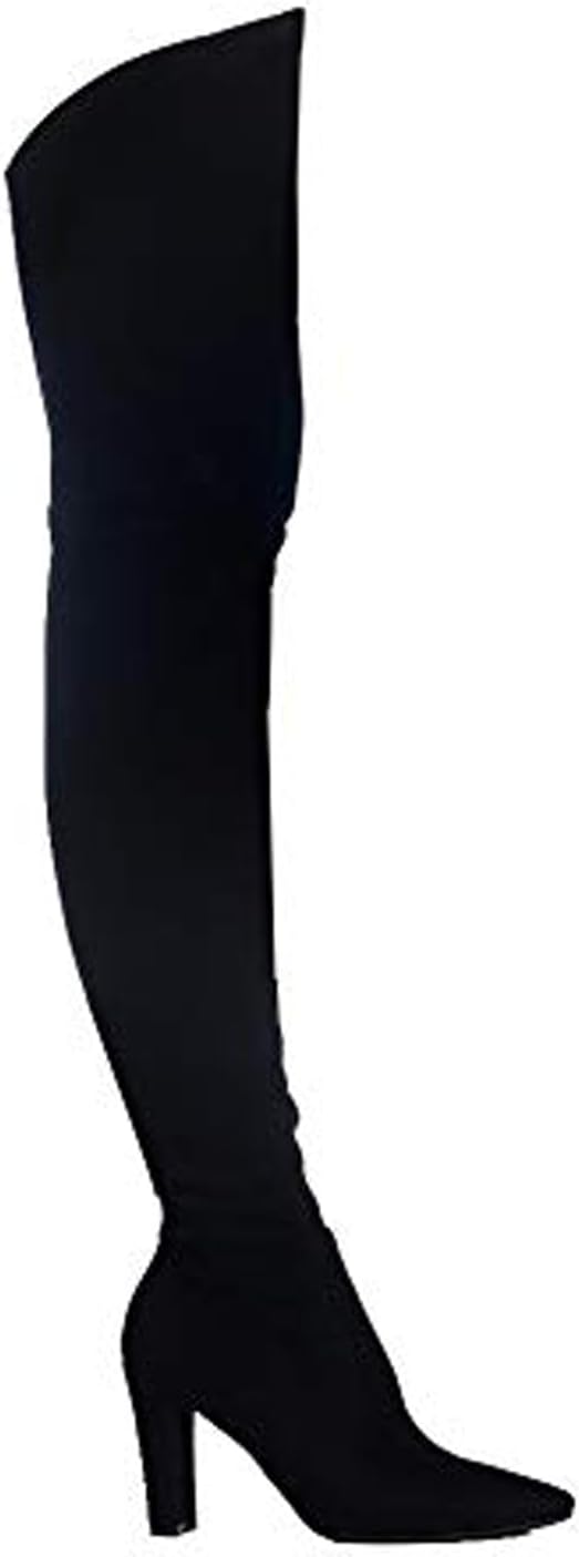 Women's Over-the-Knee Stretch Suede Boots with Chunky Heel
