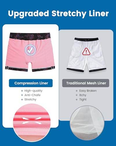 Mens Swim Trunks Compression Liner Quick Dry Zipper Pockets - VacationGrabs