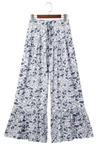 Camo Ruffle Wide Leg Drawstring Pants