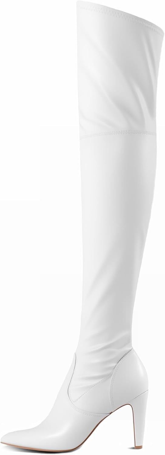 Women's Stretch Over the Knee Boots, 3.7" Heel, Pointed Toe