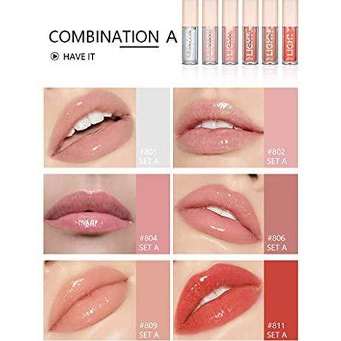 6PCS Hydrating Lip Gloss Neutral Nude Nourishing Glossy - VacationGrabs