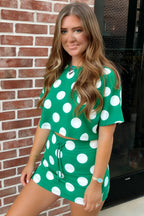 Polka Dot Cropped Tee & Bodycon Skort Set