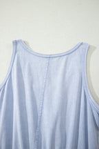 Mineral Wash Scoop Neck Elastic Waist Mini Dress