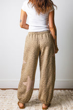 Leopard Star Patch Drawstring Jogger Pants