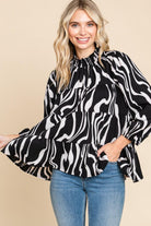 Women's Shirts Culture Code Printed Smock Neck Tiered Blouse