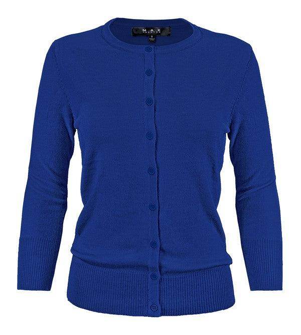 Crewneck Button Down Knit Cardigan Sweater - VacationGrabs