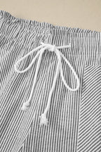 Stripe Lace-Up Elastic Waist Pocketed Shorts