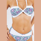Two Piece Floral Prints Criss Cross Halter Bikini - VacationGrabs