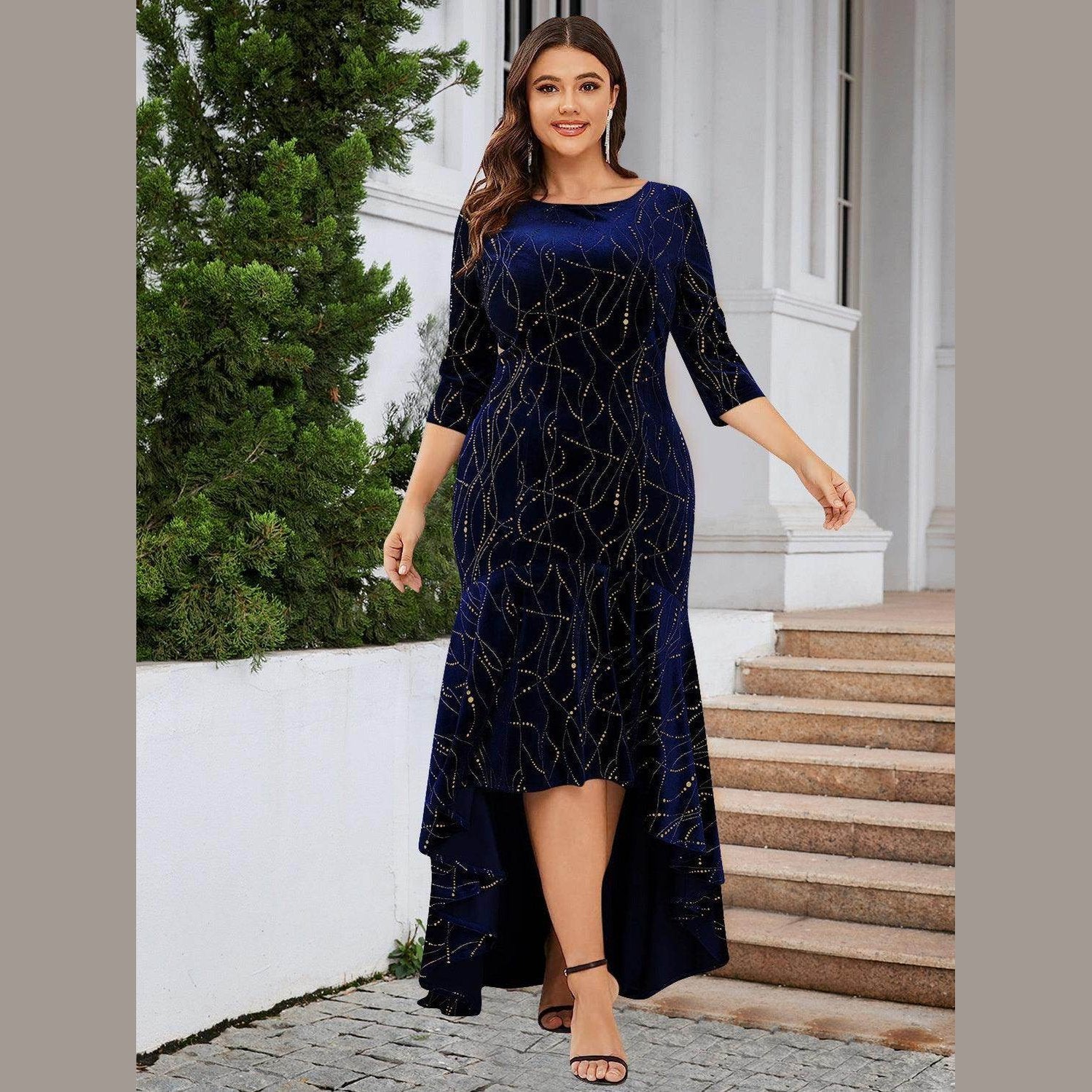Plus Size Ruffle Hem High-Low Dress - VacationGrabs