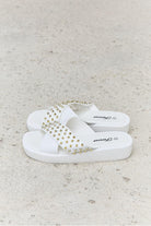 Women's Shoes Forever Link Studded Cross Strap Sandals in White