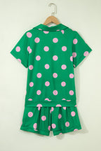 Polka Dot V-Neck Tee & Drawstring Shorts Set