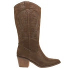 Women's Shoes - BootsWestern Embroidery Brown Boots - VacationGrabs