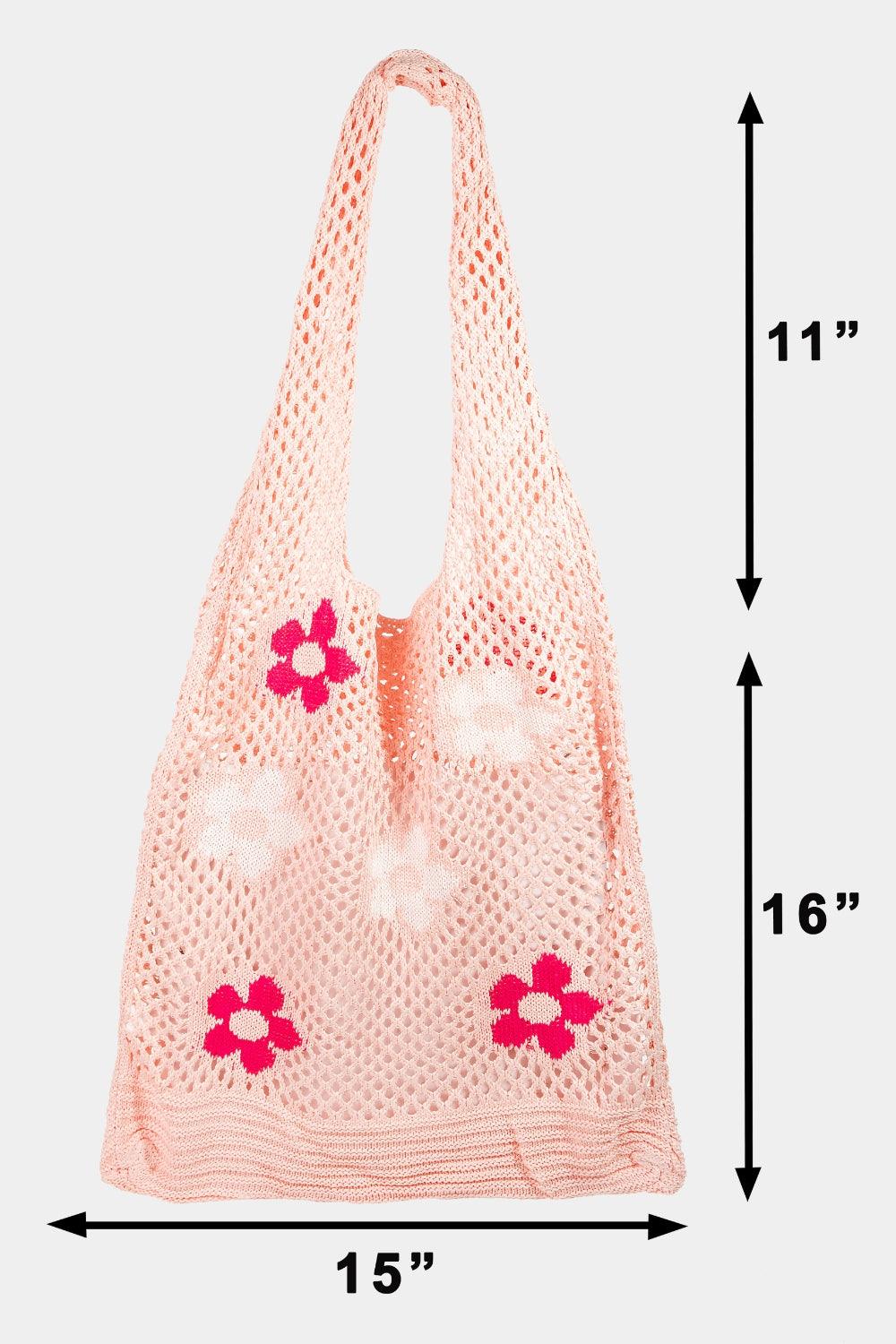 Wallets, Handbags & Accessories Fame Flower Pattern Knitted Tote Bag