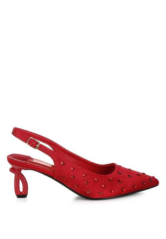 Dasavla Heart-Shaped Rhinestone Studded Slingbacks - VacationGrabs