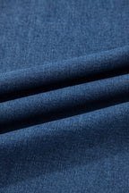Plus Size Denim Elastic Waist Ruffle Wide Leg Pants