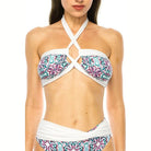 Two Piece Floral Prints Criss Cross Halter Bikini - VacationGrabs