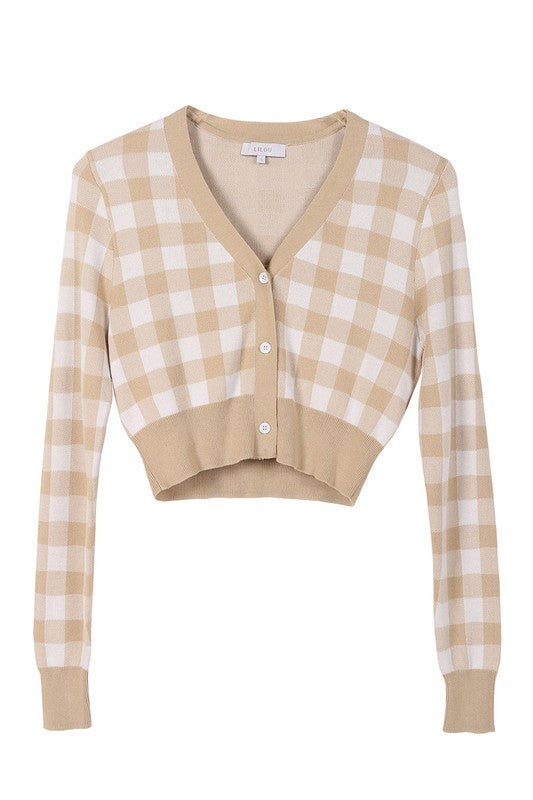 Women's Sweaters - CardigansLS Gingham pattern cardigan - VacationGrabs