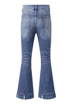 Sky Blue Slight Distressed Medium Wash Flare Jeans - VacationGrabs