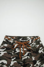 Camo Splatter Distressed Tie Waist Denim Pants